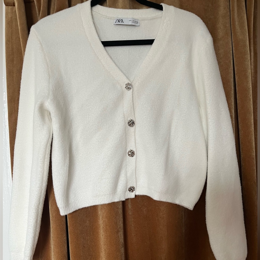 Zara Super Soft Cardigan Sweater with Silver Buttons